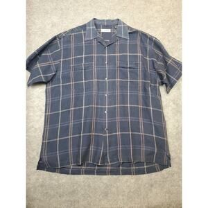 Men's XL Blue Linen/Cotton Short Sleeve Button Up Casual Shirt Beecroft & Bull